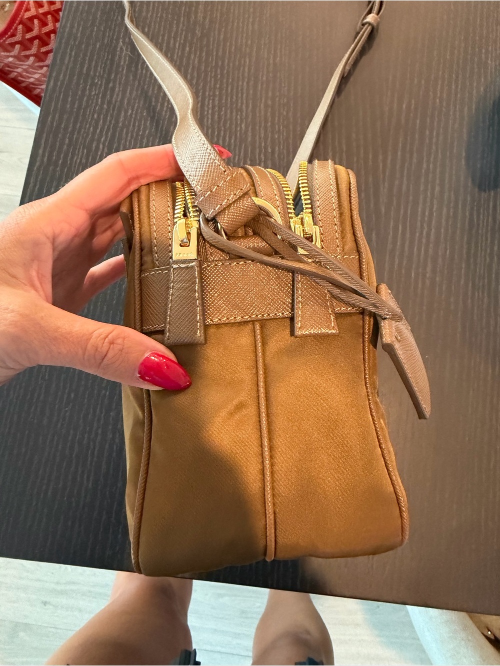 Prada cognac re-Nylon camera crossbody Bag with Leather Trim; worn 10 times max - Picture 12 of 16